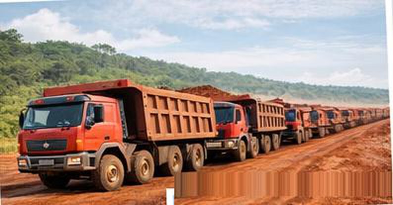 Convoi de camions S3G chargés de bauxite